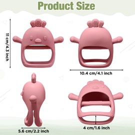 3 Pack Baby Teether Teething Toys for Babies 0-6 Months Baby Teething Toy Silicone Anti Dropping Infant Hand Teether Pacifiers Wrist Hand Chew Toys for Sucking Needs (Olive Green, Red, Yellow, Chick)