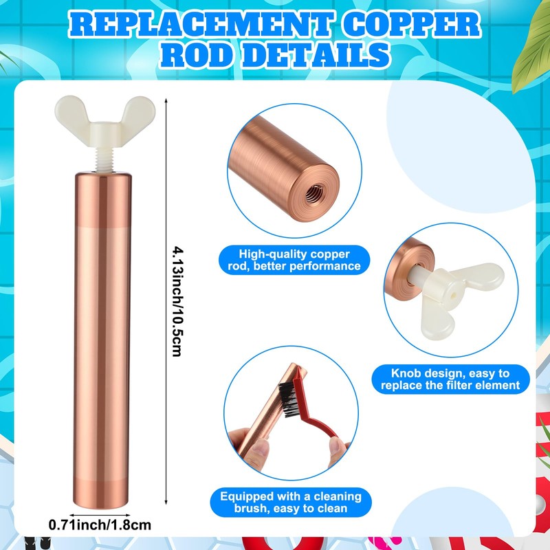 Qualirey 8 Pcs Copper Anode Replacement Kit, Solar Pool Replacement
