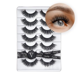 VieVie False Lashes Strip Fake Eyelashes Natural to Dramatic Look Faux Mink Eye Lash Lightweight Wispies 7 Pairs