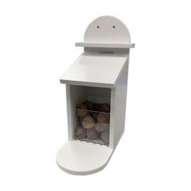 Squirrel Feeding Box - Squirrel Feeding Station - Weatherproof Plastic - Automatic Feeder for Squirrels (White)
