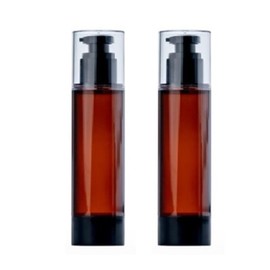 Airless Lotion Pump Bottles Plastic Empty Refillable Pump Bottles for Shampoo Liquid Toiletries 100ml Brown Pack of 2