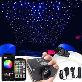 FIREWORK Starlight Headliner Kit, 16W Twinkle RGBW Sound Sensor Fibre Optic Lights Star Ceiling Light for Home & Car Ceiling Headliner Decoration with Music+APP+Remote Control 260pcs*0.03in*6.5ft/2m