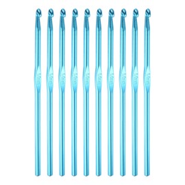 uxcell Aluminum Crochet Hook 5mm US Size H (Size 8) Knitting Needles for DIY Craft Yarn Blue 10Pcs