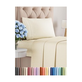 Twin XL Size 3 Piece Sheet Set - Comfy Breathable & Cooling Bed Sheets Set - Hotel Luxury Bedding for Women, Men, Kids & Teens - Deep Pockets, Easy-Fit, Soft and Wrinkle Free - Oeko-Tex - Off White