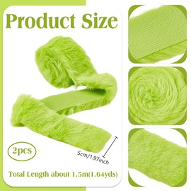 NBEADS 3.3Yard Faux Fur Fabric Trim, Lime Green Christmas Fur Trim Fluffy Craft Ribbon Shaggy Faux Fur for Christmas Tree Garlands Decor DIY Craft Costume Sewing, 5cm Wide