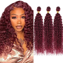Labamiya 99J Jerry Curly Human Hair Bundles 18 20 22 inch Wine Red Human Hair Bundles Burgundy for Black Women Soft Hair Extensions