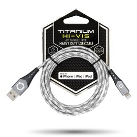 Celltronix - Titanium [Apple MFi Certified] 6FT Fast Charging Tangle Free Heavy Duty USB to Lightning Cable. Includes Sync+Charge & Aluminum Tips for Optimum Connectivity: HI-VIS Silver
