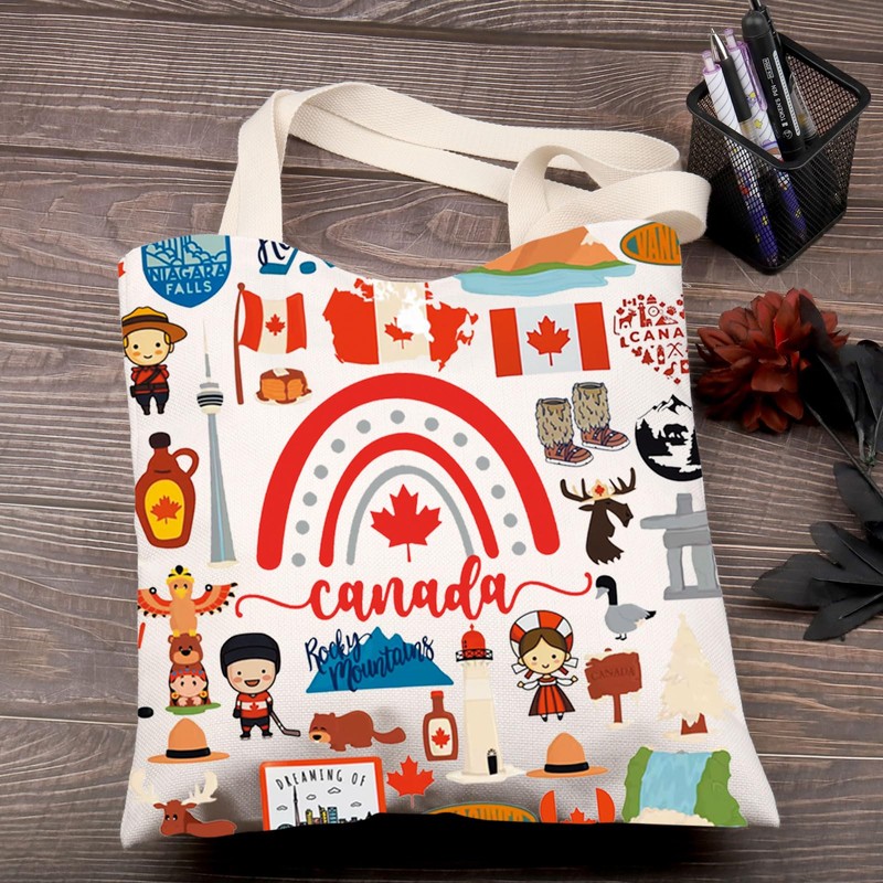 FEELMEM Canada Trip Tote Bag Canada Travel Reusable Shopping Bag