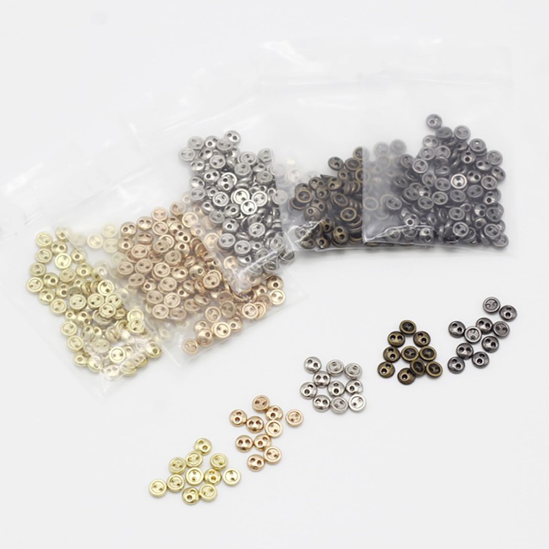 20 PCS 2 Hole Mini Metal Round Buttons Small Bread