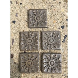 Stone Express Tile 2x2 Brown Antique Metal Sunrise Accent Insert Deco 5/pack FREE SHIPPING