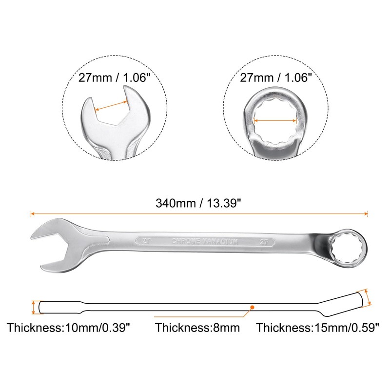 sourcing map Combination Wrench Offset 27mm 75-Degree 12-Point Box End