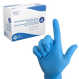 Dynarex Sterile Nitrile Examination Gloves, Powder Free, Size Medium, 50 Pairs, Blue, Medium