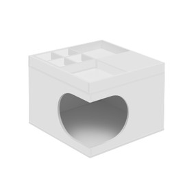 Roomfitters Multifunctional Cat Station Furniture, Small & Medium Cat House & Bed, Living & Bed Rooms, Creamy White