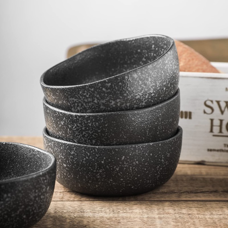 Stone Lain Stoneware Dish Set, 4 Bowls, Tom - Black