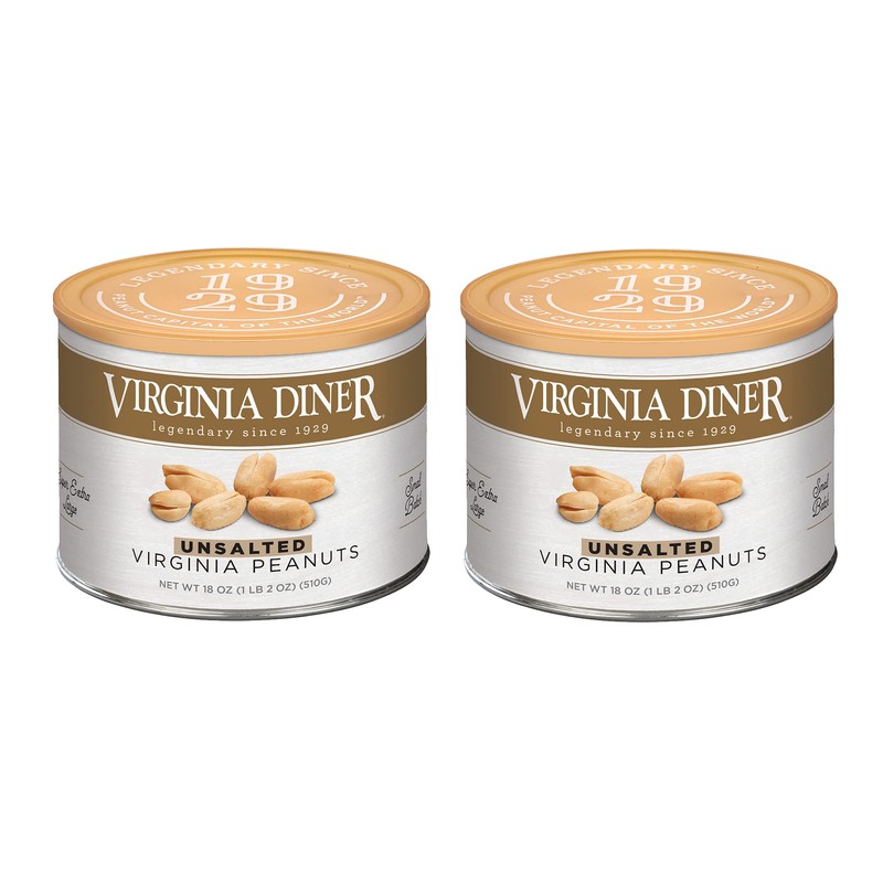 Virginia Diner Unsalted Gourmet Peanuts Blister Roasted XL Virginia Nuts