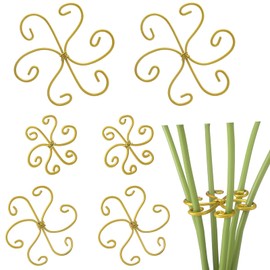 MorningRo 6 Pcs Plant Stem Support Metal Monstera Plant Support Include 3 Size, Gold Houseplant Stem Holder Houseplant Accessories for Monstera Bamboo Clamp Set for Leaf Stabilization