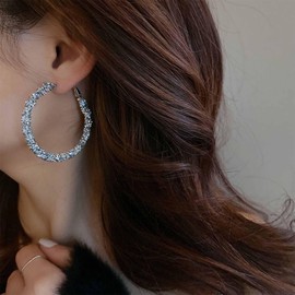 Aneneiceera Vintage Hohlen Kreis Baumeln Ohrringe Silber Strass Hoop Huggie Ohrringe Cz Runde Tropfen Ohrringe Geometrische Cz Gepflastert Kreis Ohrringe Schmuck Für Frauen
