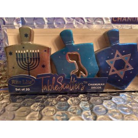 Rite Lite Chanukah Hanukkah TABLE SCATTERS Decor Set of 20 Menorah Dreidel Size 2.5" NWT