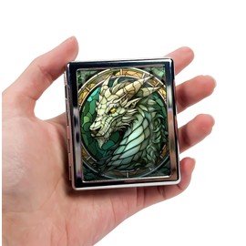 HowGuu HowGuu Travel Pill Organizer Small Pill Case for Purse Essentials 7 Days Cute Pill Box with Mirror Portable Pill Box for Pocket or Purse Pill Containe Travel Gifts (Green Dragon)