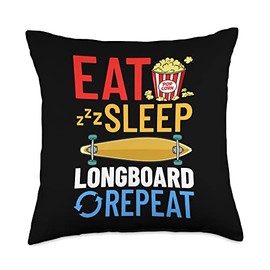 Longboard Skateboard Board Wheels Longboarder Beginner Throw Pillow
