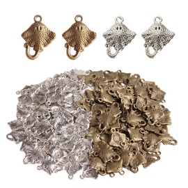 Wixine 100Pcs Stingray Charms Stingray Pendants Antiqued Silver Tone Double Sided 15 x 17 mm Making DIY Handmade Accessories Craft