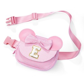 QLOVEA Gifts for Kids Teen Girls - 3 4 5 6 7 8 9 10 11 12 Year Old Girl Birthday Gifts, Initial Fanny Pack Belt Bag Pink E