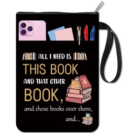 craspire Book Covers with Words Black Book Protection Books Vintage Book Cover for Paperbacks Washable Book Cover Made of Fabric with Zip and Additional Sleeve Pocket for Book Lovers