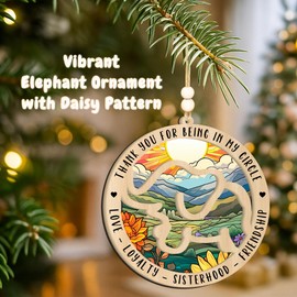 Elephant Ornament – Sisterhood & Friendship Elephant Ornament – Elephant Gifts for Women – Friendship Gifts for Women Friends – Elephant Circle Ornament – Cute Elephant Decorations