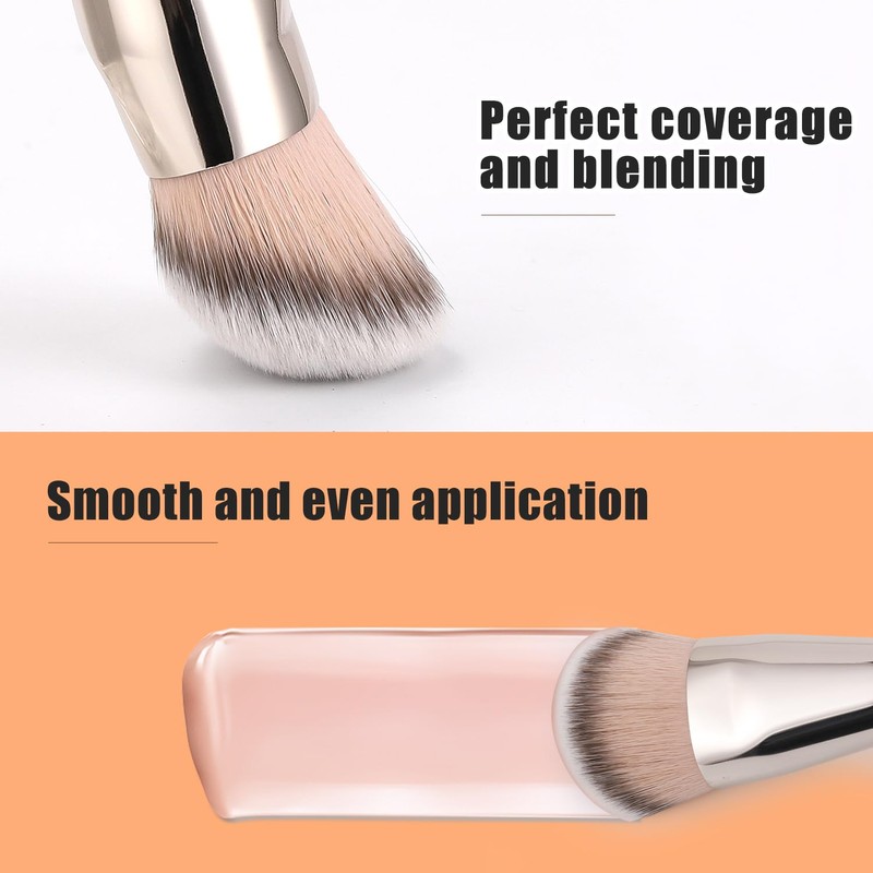 TEOYALL Flat Angled Foundation Brush, Large Dense Synthetic Bristles Kabuki