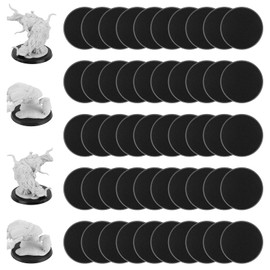 DisplayMore 50Pcs 50mm/1.97inch Plastic Model Miniature Bases,4mm/0.16 Thick Circular War Figure Display Stands For Gaming Miniatures or Wargames Role Playing Board Game Figure Toy (50PCS-50mm-Black Round)