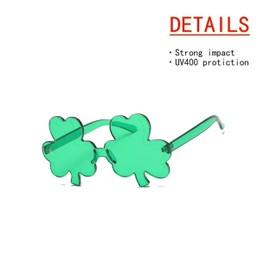 OLINOWL Clover Rimless Sunglasses Oversized One Piece Colored Transparent Eyewear Retro Eyeglasses for Women Men