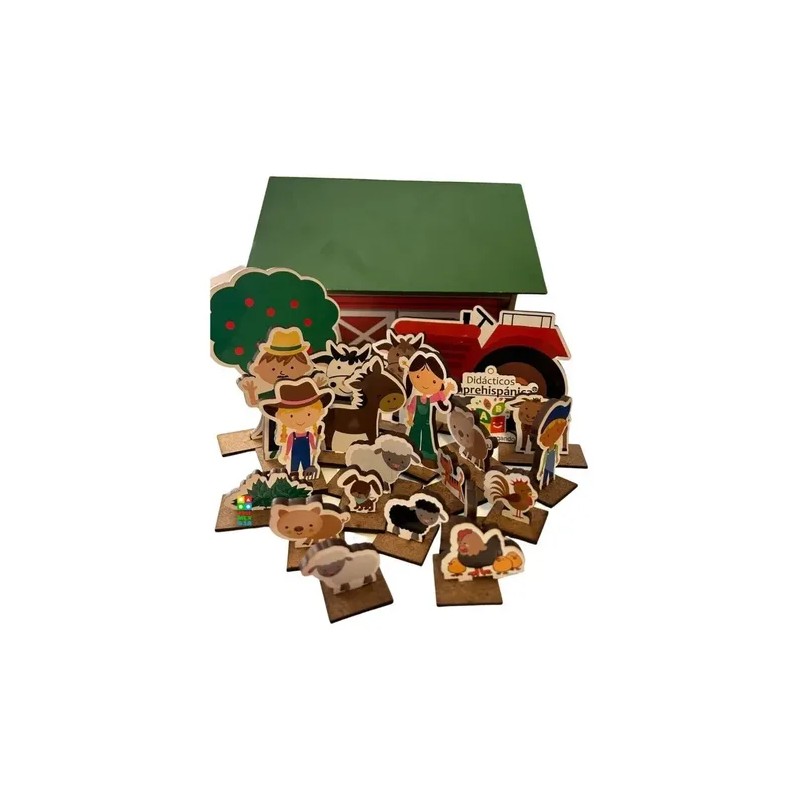 Maqueta De Madera Familia Granja Juego Didáctico Montessori
