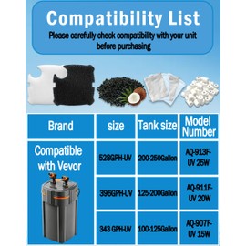 All-in-One Aquarium Filter Media Replacement for VEVOR Canister Filters