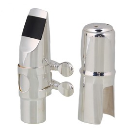Bstinay Alto Sax Mouthpiece with Ligature and Cap for E Flat Saxophone 6# Brass Nickel Plated