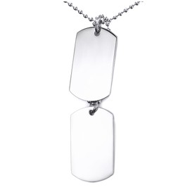 UMtrade Sencillo Mujer Hombres Acero Inoxidable Doble Placa de Identidad Colgante Collares