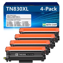 Plaxellion TN830XL Toner Cartridge Compatible for TN830XL TN-830 TN830 Toner Cartridge Work for DCP-L2640DW MFC-L2820DW HL-L2400D HL-L2460DW HL-L2405W HL-L2465DW HL-L2480DW Printer(Black, 4-Pack)