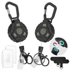 Topsky 2 Pack Retractable Keychain, Heavy Duty Retractable Keychain & Badge Holder, Key Chains for Men, Belt Key Holder(with 2Phone Tether Tabs & 2 Card Holder)