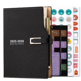 2025-2026 Academic Diary A5 Day to Page July 2025 to June 2026 Diary Organiser with Calendar Stickers Agenda Planner with Pen Holder and Pen Premium Thicker