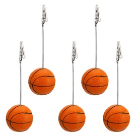 PATIKIL Place Card Holder, 5 Pack Memo Clip Holder Stand with Alligator Clasp Table Number Holders Basketball Shape for Pictures Note Card Paper