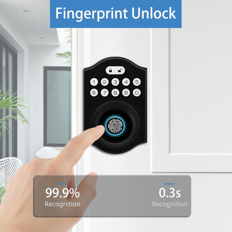 UMIKSMART Smart Door Lock with Fingerprint & Keypad, Keyless Entry