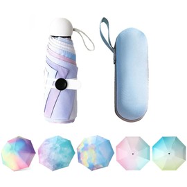 Aikelai Travel Umbrella Small with Capsule Case, 8 Ribs Mini Umbrella Storm Resistant, Mini Pocket Umbrella Children, Compact Small Umbrella Women, Mini Windproof Umbrella, Starry Sky