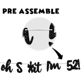 Oh I'm 52! Telón de fondo con purpurina negra Hallo Cincuenta y Dos Saludos a 52 años de edad, decoración temática para hombre y mujer, feliz cumpleaños 52, kit de accesorios de estudio fotográfico para decoración de banderas, suministros de recuerdo