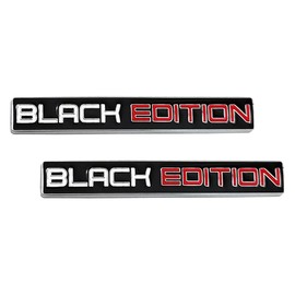 2 calcomanías con emblema 3D de edición negra con doble cinta para coches, camiones, motocicletas, barcos (negro y blanco rojo)