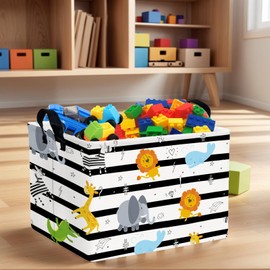 ASKETAM Kid Cute Nursery Storage Basket Baby Toy Clothes Storage Bin Playroom Bedroom Decor Basket(Animal Jungle)