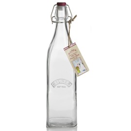 Kilner Square Glass Clip Top Bottle, 1 Litre