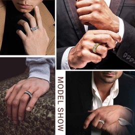 PROSTEEL Anxiety Ring For Mens Size 10 Cubic Zirconia Stainless Steel Trendy Gold Male Spinner Ring