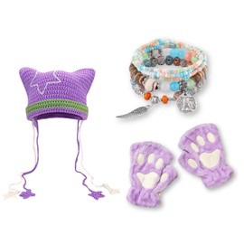 CORIRESHA Therian Stuff Cat Ear Hat Furry Paws Gloves Stacked Bracelets Fairycore Grunge Y2k Accessories Emo Clothing