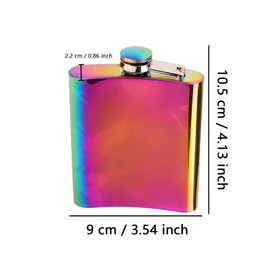 Stainless Steel Hip Flask, 6oz Hip Flask, Portable Hip Flask Rainbow Colored Pocket Flask, Stainless Steel and Leak Proof,Stainless Steel Pocket Hip Flask Small Hip Flask for Hiking, Hunting, Camping.