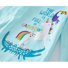 TEDD Girls Pyjamas Set Cotton Toddler Clothes Christmas Sleepwear Unicorn Printed Nightwear Long Sleeve Pjs 2 Piece Outfit Xmas Gift for Kids Age 7-8 Years