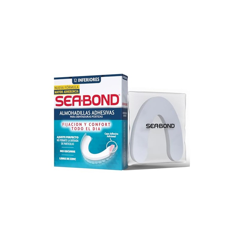 Sea-Bond Kit Almohadilla Adhesiva para Dentaduras Postizas Inferiores, 2 pack